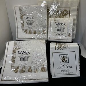 Dansk Golden Pine Lot Of dinner and Cocktail/beverage Paper napkins